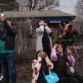 Personas viendo el eclipse, 8 de abril