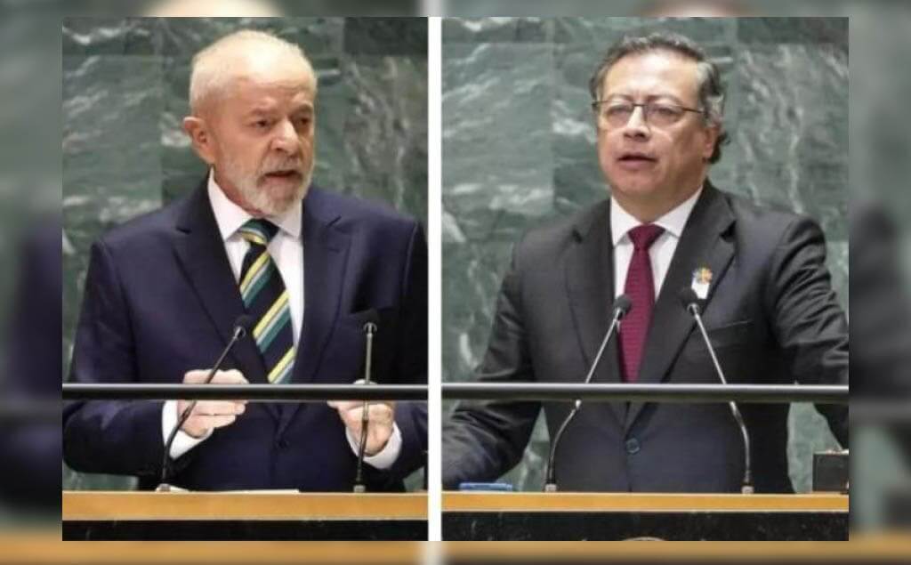 Lula y Petro en medio de sus discursos en la ONU