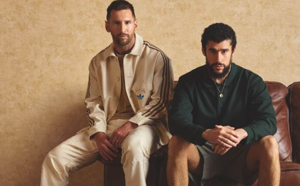 Bad Bunny y Messi modelando su nueva colección