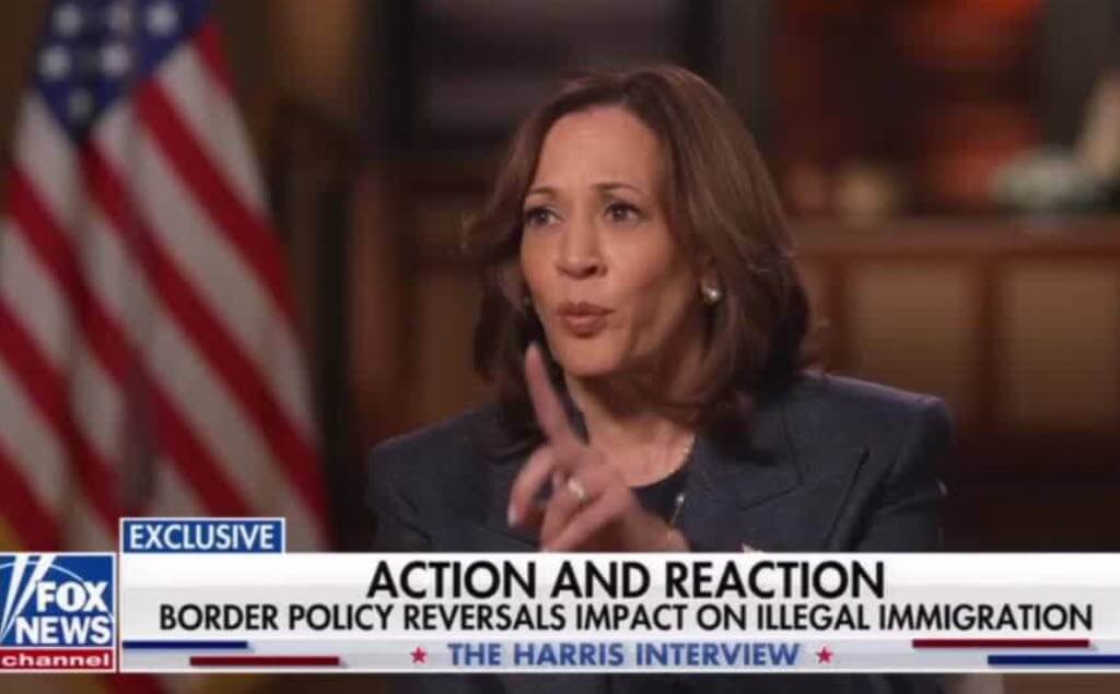 Kamala Harris durante entrevista com Fox News