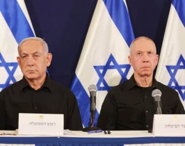 Benjamín Netanyahu y Yoav Gallant en conferencia de prensa