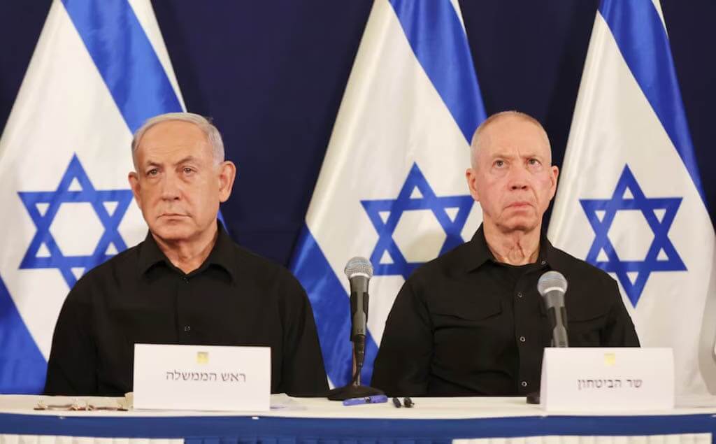 Benjamín Netanyahu y Yoav Gallant en conferencia de prensa