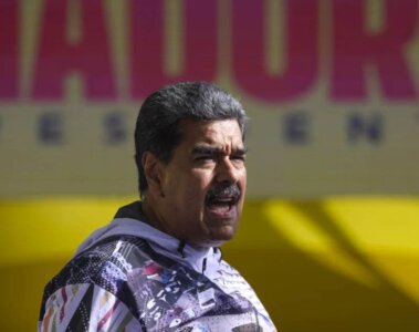 Nicolas Maduro en medio de un discurso en Venezuela