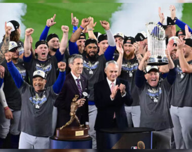 Celebración de los Dodgers tras consagrase campeones