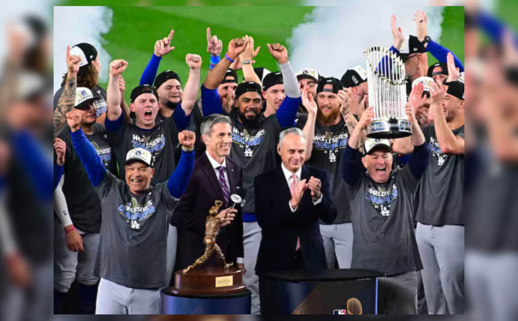 Celebración de los Dodgers tras consagrase campeones