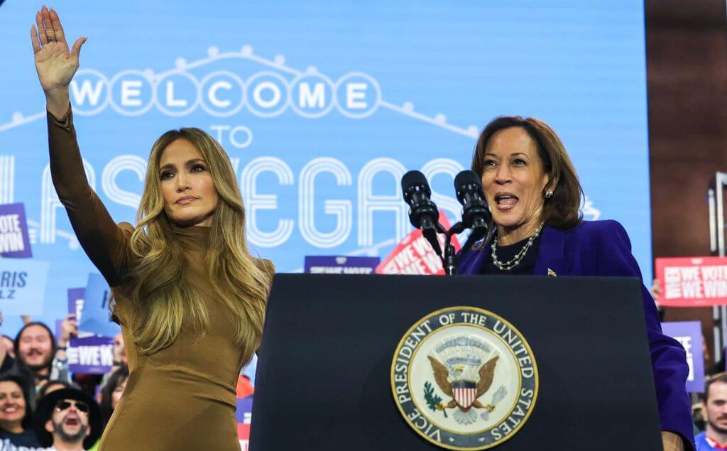 JLo y Kamala Harris en un mitin en Nevada