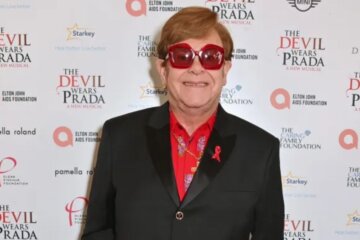 elton john, en la gala de The Devil Wears Prada en Londres