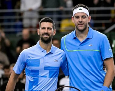 Djokovic y Del Potro en la despedida del argentino