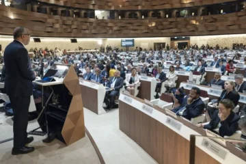 Tedros Adhanom Ghebreyesus, director general de la OMS, ayer en Ginebra durante la apertura de la 78º Asamblea Mundial de la Salud.