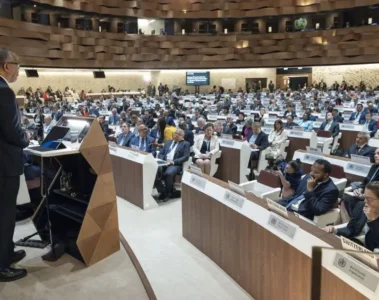 Tedros Adhanom Ghebreyesus, director general de la OMS, ayer en Ginebra durante la apertura de la 78º Asamblea Mundial de la Salud.
